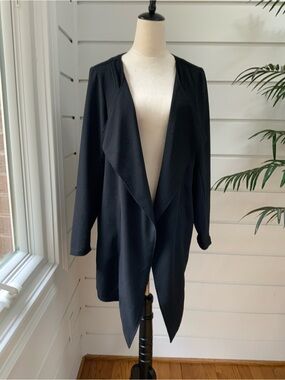Zhenzi Black Draped Open-Front Blazer Size M
